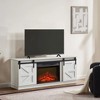 Wooakway 58"L 24"H 15"D Modern Electric Fireplace TV Stand Console with Barn Door Design Overheating Protection Storage Cabinet for TVs up to 65" - 2 of 4