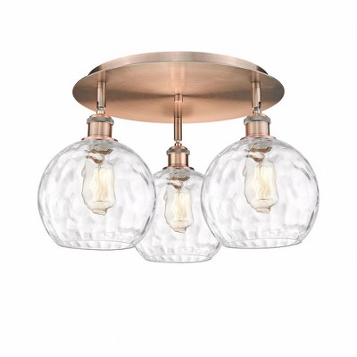Athens Water Glass - 3 Light Flush Mount In Industrial Style-10.38 Inches Tall and 19.75 Inches Wide
