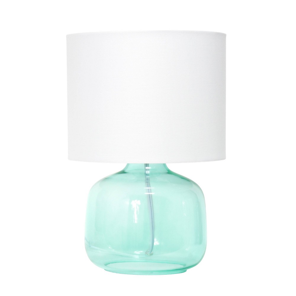 Photos - Floodlight / Street Light Glass Table Lamp with Fabric Shade Aqua - Simple Designs