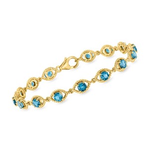 Ross-Simons 4.50 ct. t.w. London Blue Topaz Bracelet in 18kt Gold Over Sterling - 1 of 3