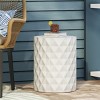 Outdoor LightWeight Concrete Patio End Table,Small Round Minimalist Design Accent Table For Backyard Living Room,No Need Assembly-Coolbibila - 2 of 4