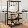 Multi-Functional Kitchen Island with Storage – Heavy-Duty Wood & Metal Design, Microwave Shelf, 3-Tier Shelves, 5 Hooks, Coffee Bar Convertible - 3 of 4