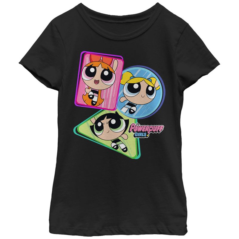 Girl's The Powerpuff Girls Superhero Shapes T-Shirt, 1 of 4