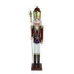Northlight 48" Burgundy and White Wooden Christmas Nutcracker King with Scepter