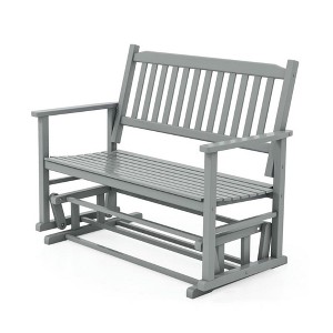 Resenkos Outdoor Bench Garden Bench, Outside Bench, 2 Seats Outdoor Glider Bench with Armrests and Slatted Seat-Gray - 1 of 4