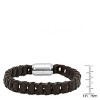 Steeltime Men's brown leather knotted bracelet with stainless steel clasp - 4 of 4