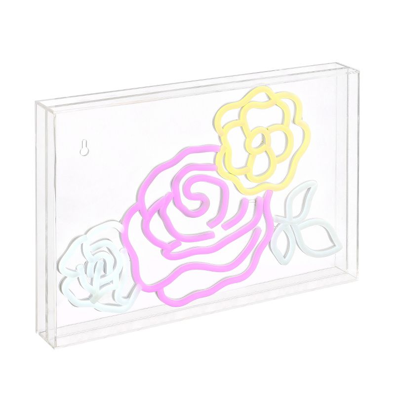15&#34; x 10.3&#34; Crowd of Roses Contemporary Acrylic Box USB Operated LED Neon Light Pink/White/Yellow - JONATHAN Y, 3 of 8