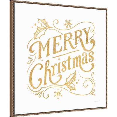 30" White and Bright Christmas IV Canvas Print with Bronze Frame