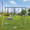 Gulches Kids Outdoor Swing & Climbing Frame Combination - 2-Seat Oxford Rope Swing Set (Saucer   Seat), Steel A-Frame, 200lb Capacity - 3 of 4