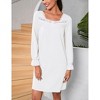 Clearlove Nightgowns for Women Lace Square Neck Button Down Ruffle Sleepwear Long Puff Sleeves House Dress - 3 of 4