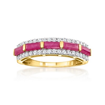 Ross-Simons 1.30 ct. t.w. Ruby and .29 ct. t.w. Diamond Ring in 14kt Yellow Gold