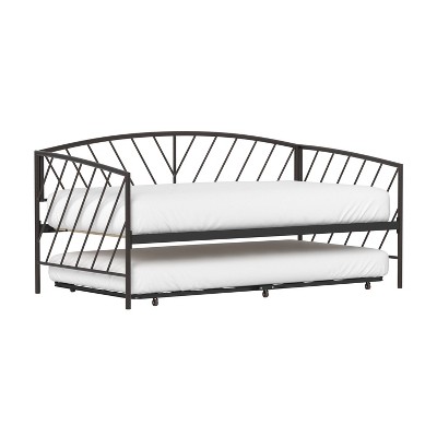 Twin Essex Metal Daybed with Rollout Trundle Gray Bronze - Hillsdale Furniture