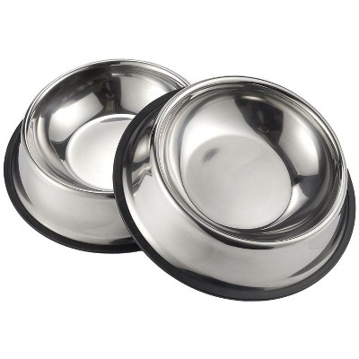 Juvale Stainless Steel Dog Bowls - Set of 2 Large Pet Food and Water Dish Bowls, Ideal for Large Dogs - Silver, 10 Inches Diameter