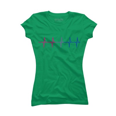 Adult Design By Humans Bisexual Pride Rainbow Heartbeat By Thingsandthings T-Shirt
