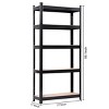 5-Tier Black Metal Storage Rack, 150x70x30cm Heavy Duty Powder-Coated Steel Shelving Unit for Home, Kitchen, Garage, and Office Organization - 3 of 4