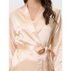 cheibear Women's Satin Solid Robe Lace Trim Long Sleeve Bridesmaid Gown Bathrobe - 4 of 4