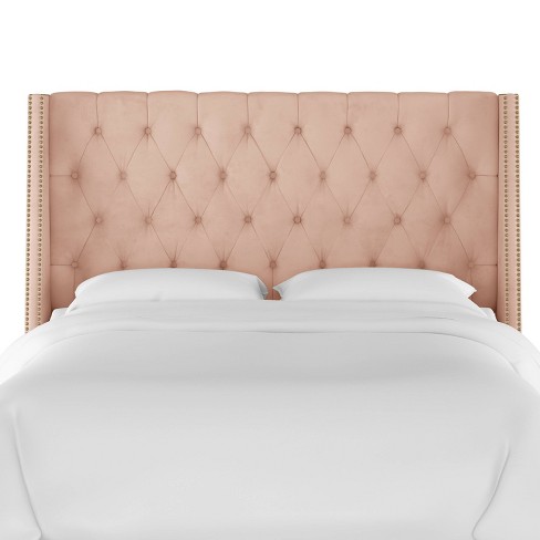 Queen Nail On Tufted Wingback, Pink Tufted Bed Frame
