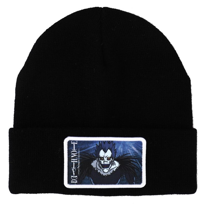 Death Note Ryuk Plain Black Embroidered Cuffed Knitted Winter beanie Hat, 1 of 4