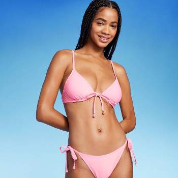 Women's Pucker Textured Center Front Shell Detail Bandeau Bikini Top - Wild  Fable™ Pink Xl : Target
