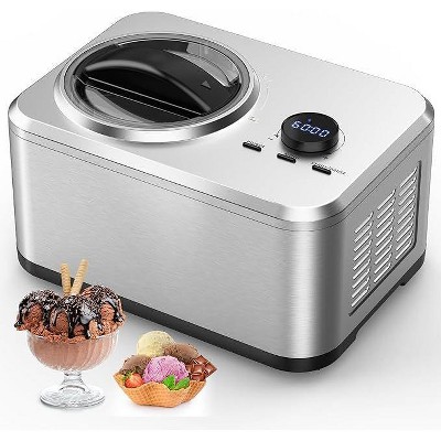 R.W.FLAME Ice Cream Maker 1.5qt with Compressor,Stainless Steel No Pre-freezing Electric Automatic Ice Cream Machine Keep Cool Function