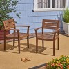 2-Piece Acacia Wood Patio Dining Chairs, Weather-Resistant Outdoor Armchairs for Garden, Backyard, and Poolside, Teak Finish-Coolbibila - 3 of 4