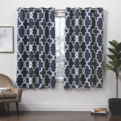 Set of 2 Ironwork Sateen Woven Room Darkening Window Curtain Panels - Exclusive Home