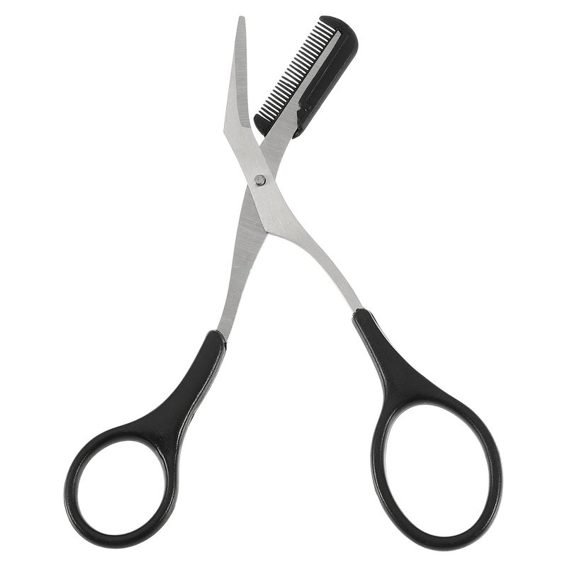 Unique Bargains Portable Stainless Steel Eyebrow Trimmer Scissors with Comb 1 Pc, 1 of 7