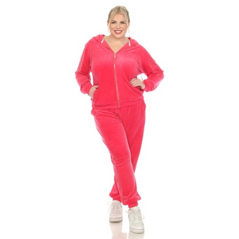 Women's Plus Size 2 Piece Velour Tracksuit Set - White Mark : Target