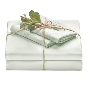 Chanasya Solid Color Embroidered Microfiber Sheet Set - 1 of 4