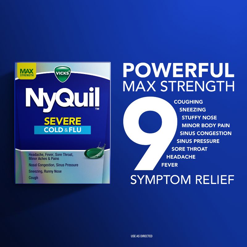 Vicks NyQuil Severe Cold &#38; Flu Medicine Liquicaps - 24ct, 4 of 10