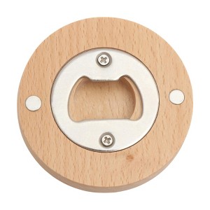 Unique Bargains Bottle Opener Magnetic Beer Opener Beech Wood Light Brown 2.56"x0.59" 1 Pcs - 1 of 4