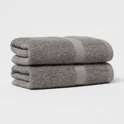 2pk Hand Towel Set Dark Gray Room Essentials Cotton polyester Blend Lightweight Oeko tex Certified Target