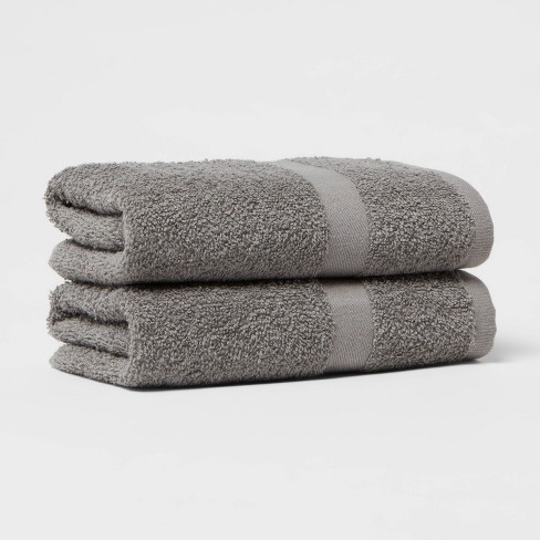 2pk Quick Dry Ribbed Bath Towel Set Light Gray - Threshold™