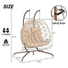 Hanging Wicker Woven 2 Person Egg Swing Chair With Cushions And Stand,Indoor Outdoor Wicker Basket Hammock Chair For Patio,Bedroom-Coolbibila - 4 of 4