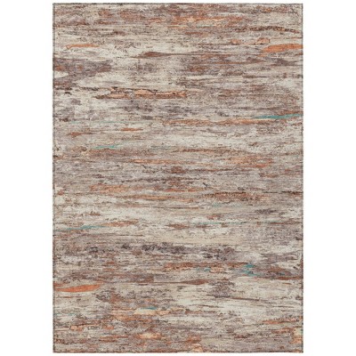 Terra Cotta And Beige Abstract Washable Indoor Outdoor Area Rug