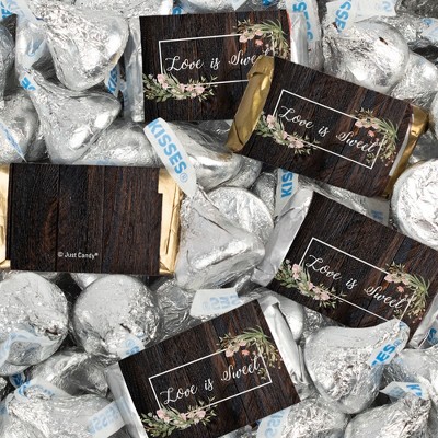 116 Pcs Wedding Candy Favors Hershey's Miniatures & Kisses by Just Candy  (1.5 lbs) - Floral