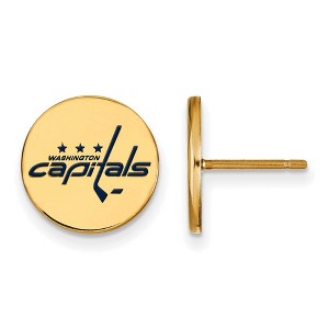 Black Bow Jewelry 14k Yellow Gold Plated Sterling Silver Washington Capitals NHL Stud Earrings - 1 of 3