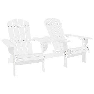 vidaXL White Solid Fir Wood Adirondack Chair with Tea Table: Garden Patio Furniture with Ergonomic Design, Weather Resistant, Easy to Assemble - 1 of 4