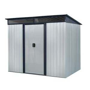 NicBex Outdoor Metal Storage Shed with Lockable Sliding Doors and Transparent Plate for Backyard Garden,Patio - 1 of 4