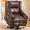 Comhoma Power Lift Recliner Chairs for Elderly Big and Tall Heated Massage Sofa PU Leather with Position 2 Side Pockets&Cup Holders - 2 of 4