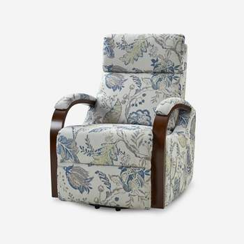 Noemi Upholstered Lift Assist Power Recliner Chair with Wood Arms | Artful Living Design