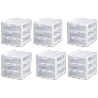  6) Sterilite 20738006 Small Compact Countertop 3 Drawer Desktop Storage Unit 