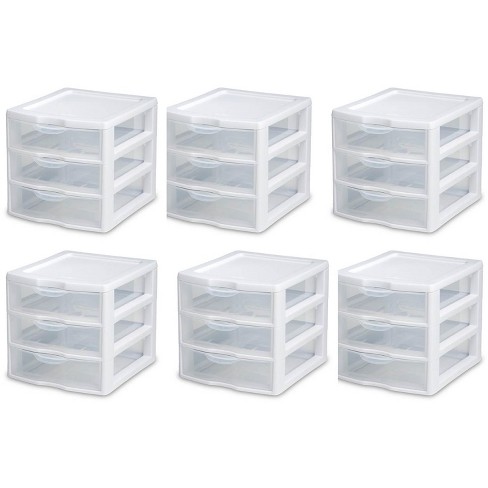 3 Pack Sterilite Wide Portable Countertop 3 Drawer Desktop Storage