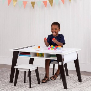 WildKin 2pk Arts and Crafts Kids' Table Stools Espresso: Velvet Child Chairs, Bedroom Stool, Ages 3-9, Wood Frame - 1 of 4