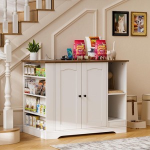 PAKASEPT Cat Litter Enclosure with Litter Collector, Cat Litter Enclosure Cabinet with Storage Shelf, Wooden Hidden Litter Box Furniture for Indoor - 1 of 4