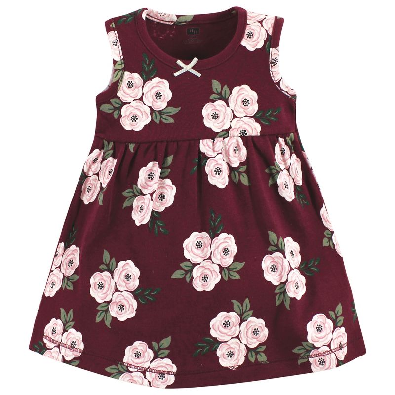 Hudson Baby Baby Girls Cotton Dress and Cardigan Set, Burgundy Floral, 5 of 6