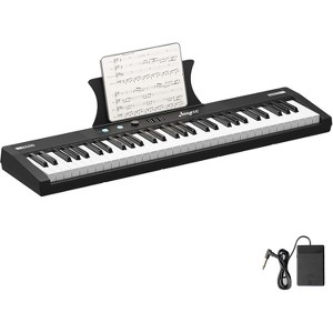 61 Key Keyboard Piano, Protable Electric Semi-Weighted Piano Keyboard for Beginner/Professional, With Power Supply, Built In Speakers, Pedal - 1 of 4