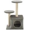 vidaXL Cat Tree Grey Engineered wood, cardboard, plush fabric, sisal rope - 3 of 4