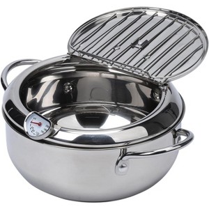 Deep Fryer Pot, 304 Stainless Steel Deep Fryer with Basket & Thermometer, Oil Pot for Healthy Frying - 1 of 4