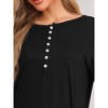 cheibear Women's Knit Scoop Neck Front Half Length Button Down Long Sleeve Nightgown - 4 of 4